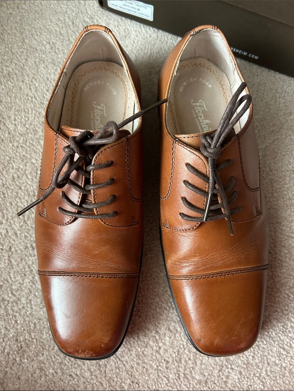 Florsheim Tan Leather Cap-Toe Derby Oxfords